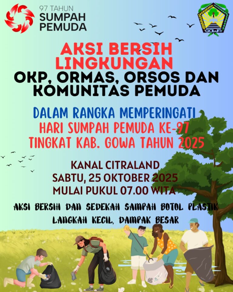 OKP, ORMAS, dan Komunitas Pemuda Gowa Gelar Aksi Bersih Lingkungan di Kanal Citraland