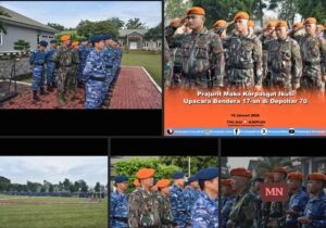 Prajurit Mako Korpasgat Ikuti Upacara Bendera 17-an di Depohar 70 Lanud Sulaiman
