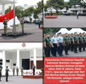 Kemhan Gelar Upacara Bendera Perdana 2026, Tekankan Tata Kelola Transparan dan Modernisasi Alutsista