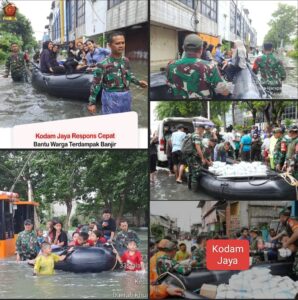 Respons Cepat Kodam Jaya, Bantu Evakuasi dan Bantu Warga Terdampak Banjir Kapuk Muara